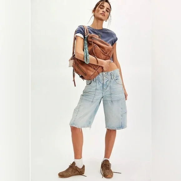 Free People We the Free Extreme Measures Barrel Shorts Lt Blue NWT - Picture 7 of 12